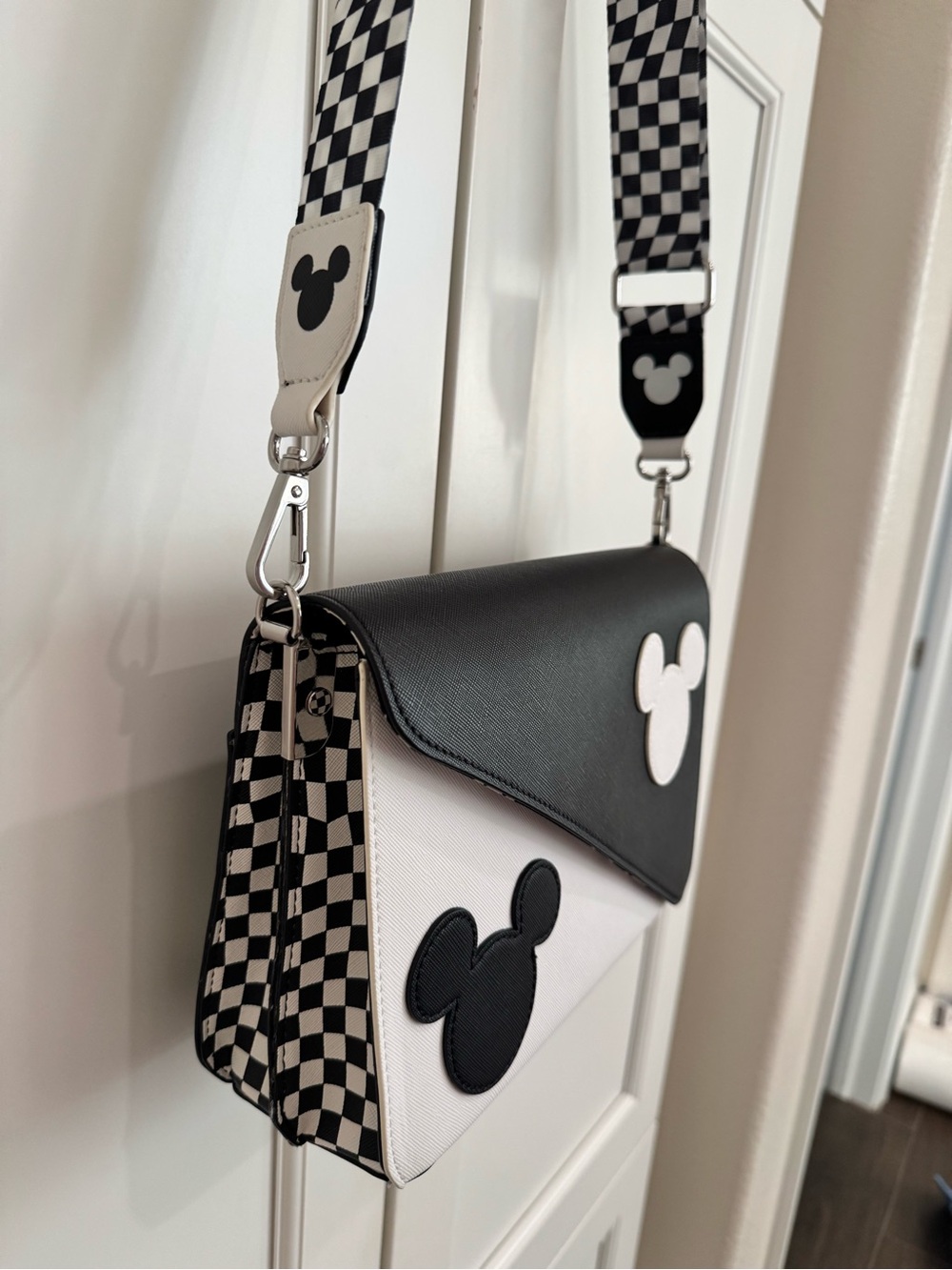 Loungefly Mickey Mouse Black & White Checkered Crossbody Bag